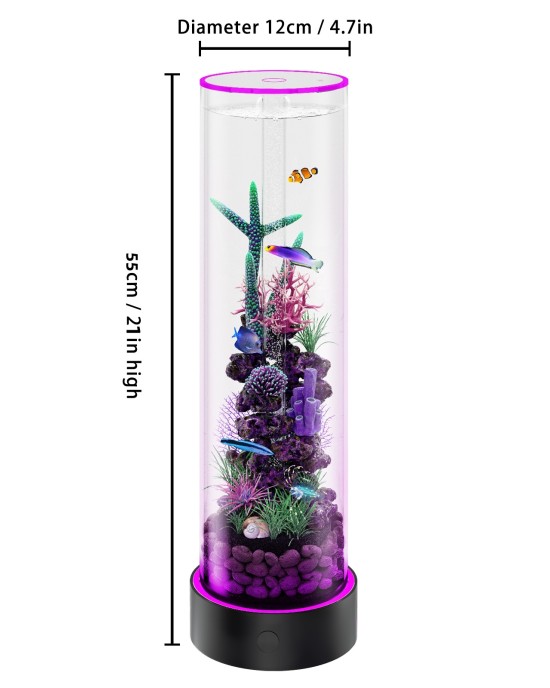  Desktop Small Fish Tank | Maintenance-Free, Year-Round Pure Water 12*55cm